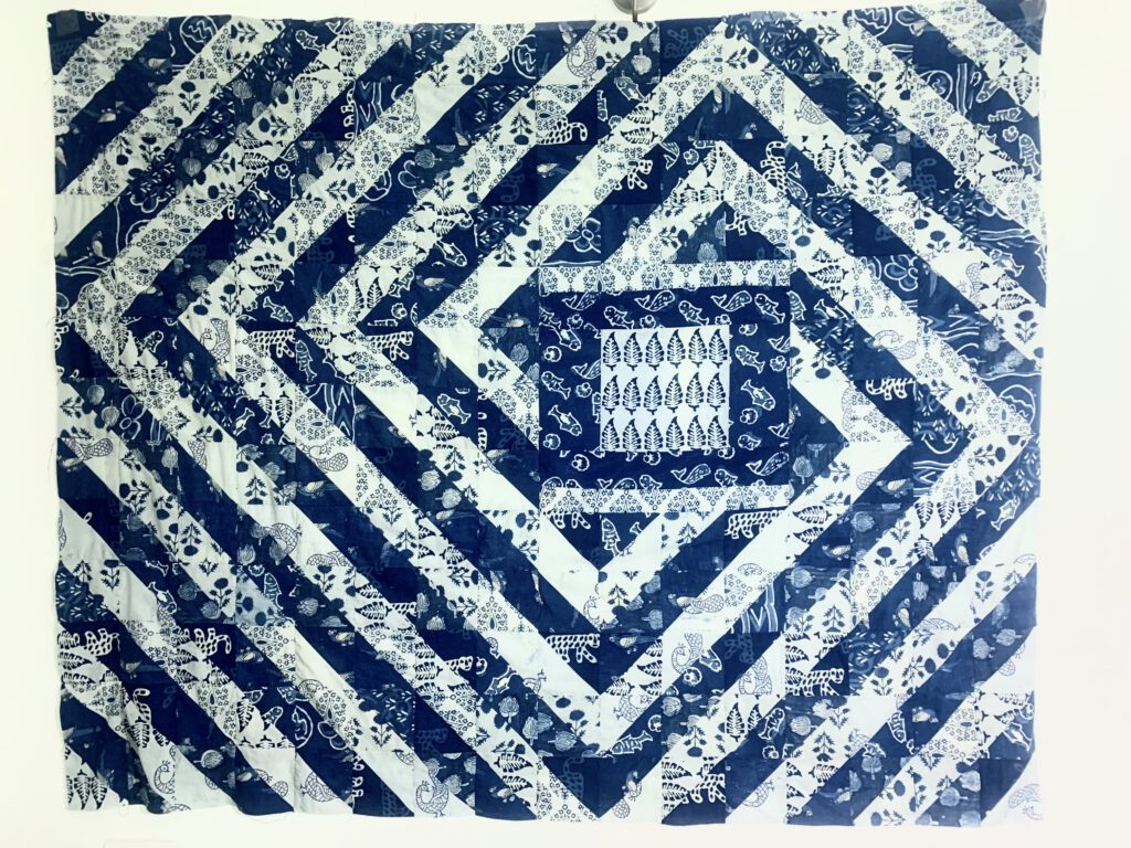 indische Blockprints indigo halfsquare triangels