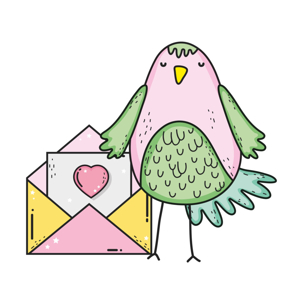 süsse Brieftaube, naiv gezeichnet