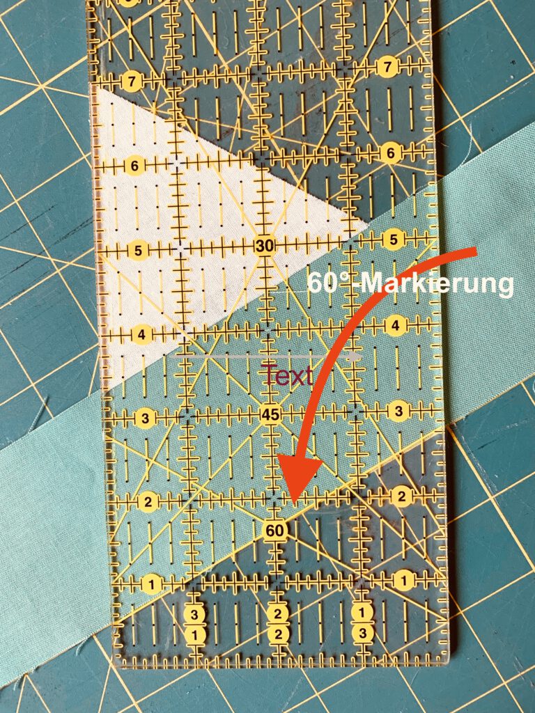 60°-Markierung auf dem Patchwork-Lineal