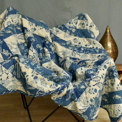 Quilt aus Bagru indigo Block prints